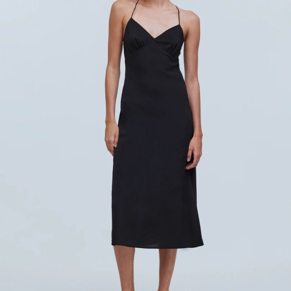 Madewell Black Spaghetti Strap Midi Dress